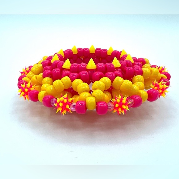 ❌SOLD 💖⚡️”Electric Lemonade” 3D UFO Kandi Cuff ⚡️ 💖 - Picture 4 of 5